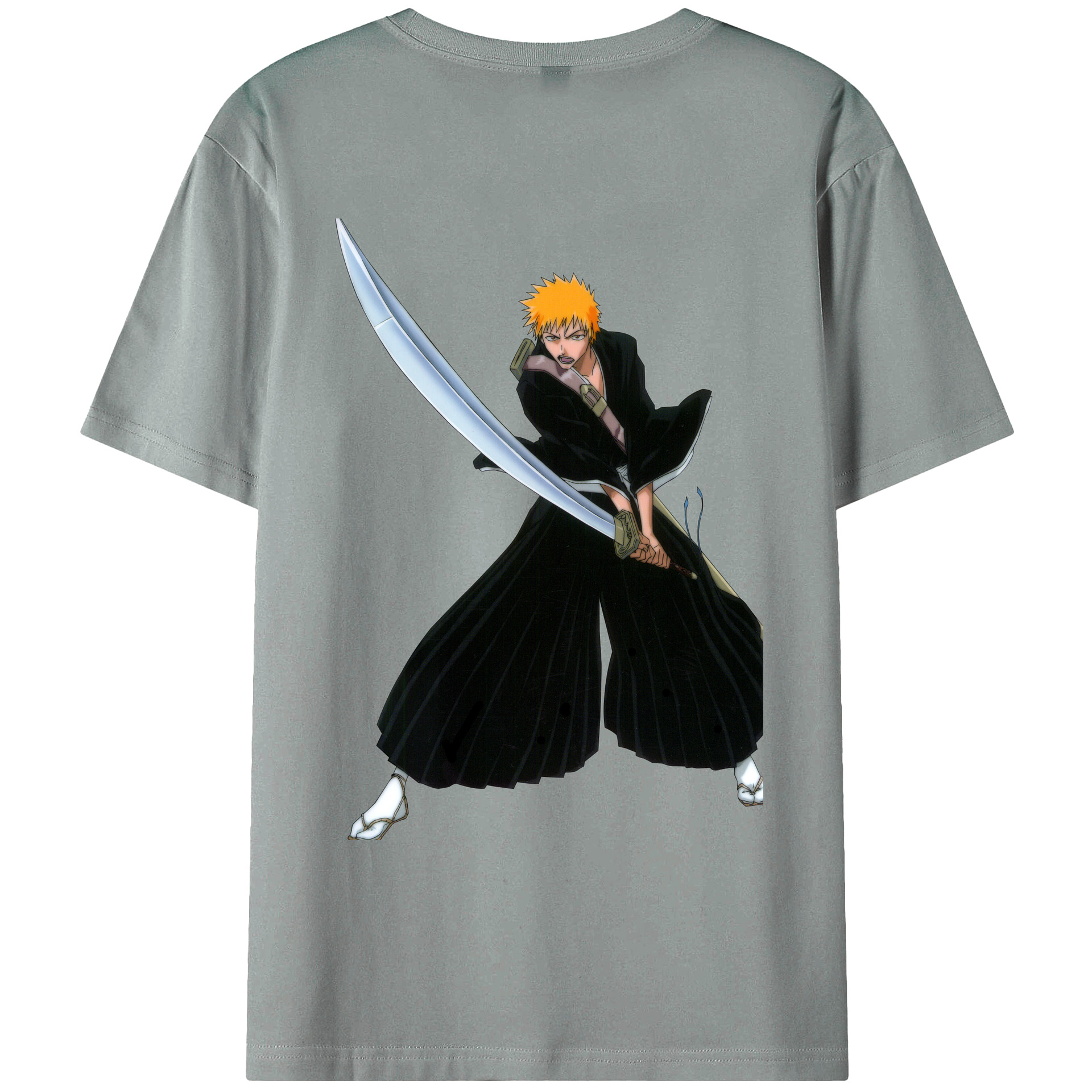 （画像用） ブリーチ 黒崎一護（くろさき いちご）BLEACH Kurosaki Ichigo 綿100％ メンズ半袖Tシャツ（バックプリント） 通気性